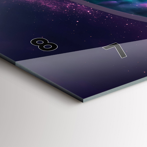 Horizontální skleněné hodiny na stěnu Kosmonautské barevné mraky