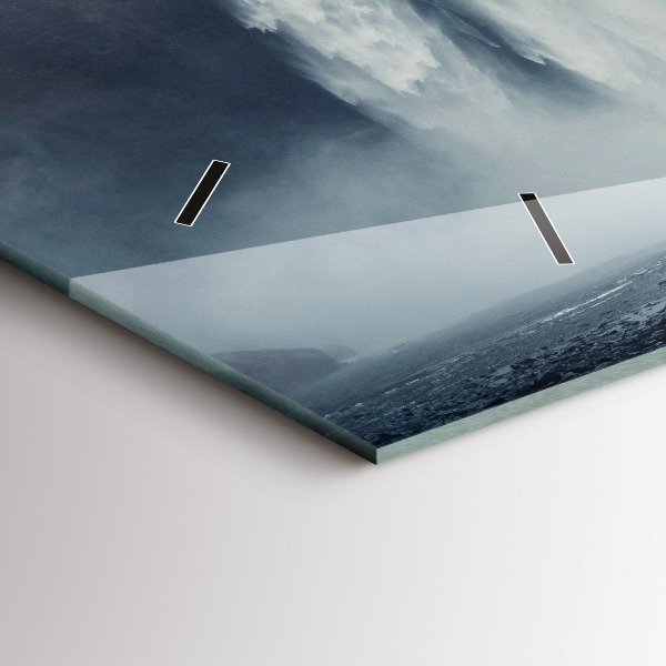 Horizontální skleněné hodiny na stěnu Vodopád Island Krajina