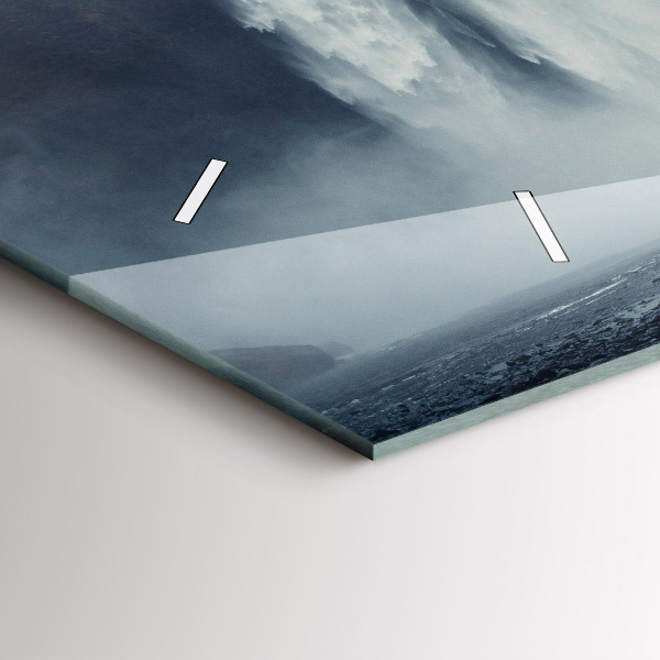 Horizontální skleněné hodiny na stěnu Vodopád Island Krajina