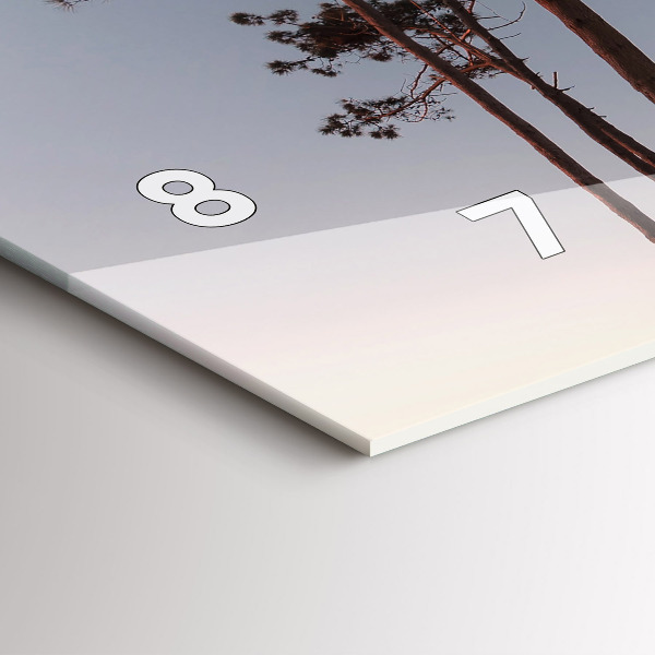 Horizontální skleněné hodiny na stěnu Půlměsíc a stromy