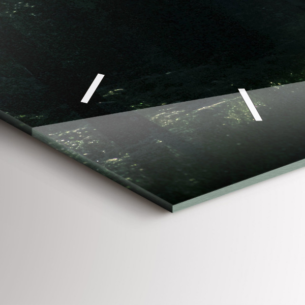 Horizontální skleněné hodiny na stěnu Lesní cesta a pruhy slunce