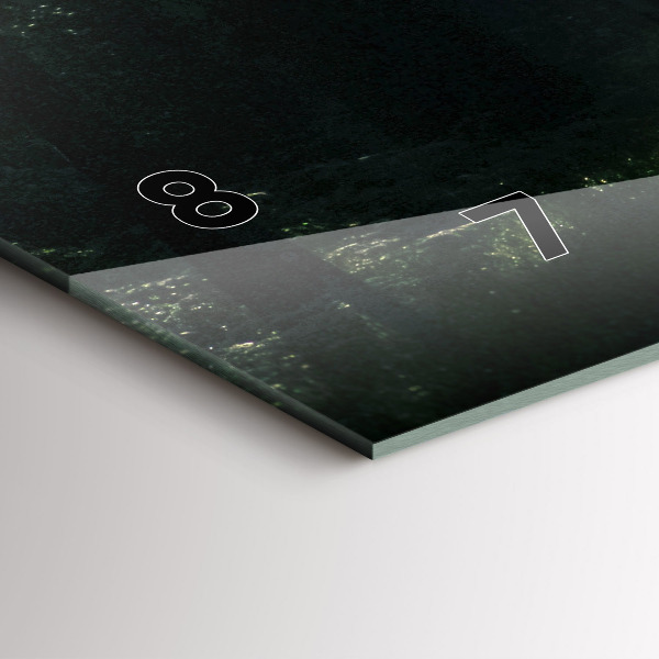 Horizontální skleněné hodiny na stěnu Lesní cesta a pruhy slunce