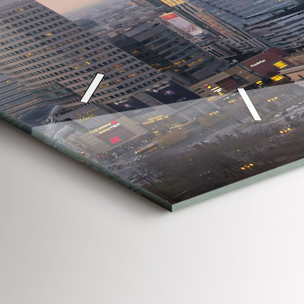 Horizontální skleněné hodiny na stěnu Panorama Varšavy