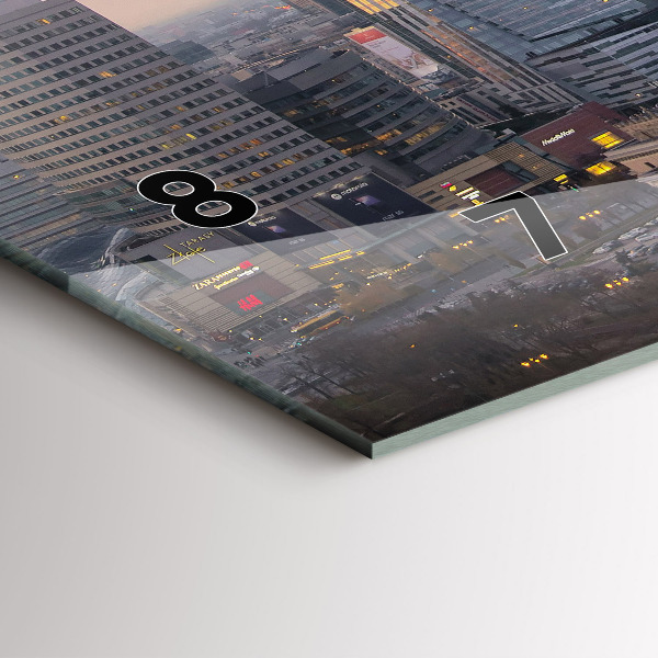 Horizontální skleněné hodiny na stěnu Panorama Varšavy