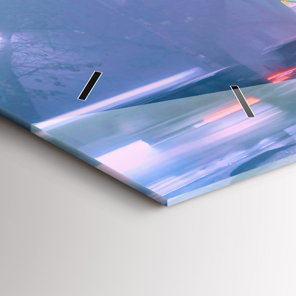 Horizontální hodiny na skle Varšava v mlze