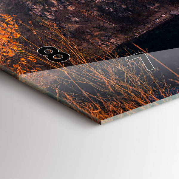 Horizontální skleněné hodiny na stěnu Krakovské jezero Zakrzówek Podzim