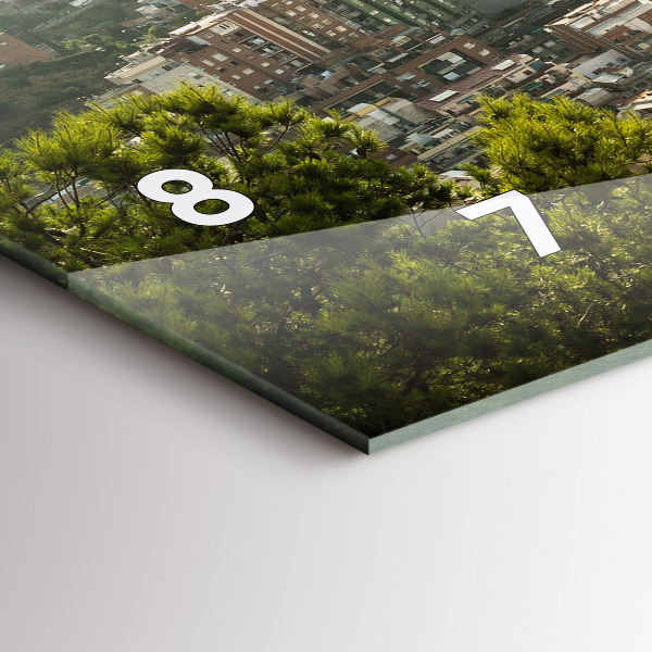 Horizontální skleněné hodiny na stěnu Pohled na Montjuic v Barceloně