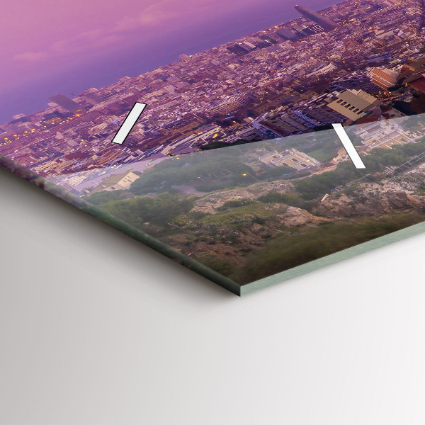 Horizontální skleněné hodiny na stěnu Barcelona Bunkry El Carmel