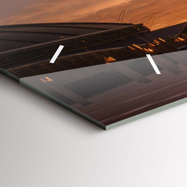 Horizontální skleněné hodiny na stěnu Olympijský park v Barceloně