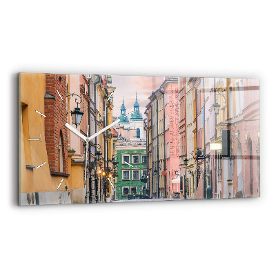 Horizontální skleněné hodiny na stěnu Staré město ve Varšavě