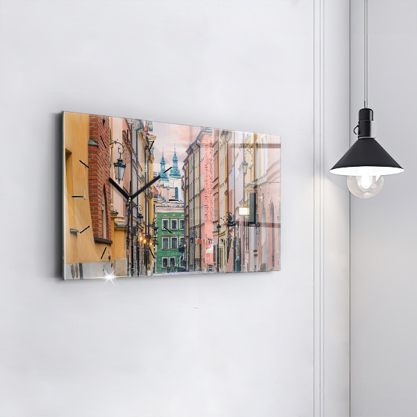 Horizontální skleněné hodiny na stěnu Staré město ve Varšavě