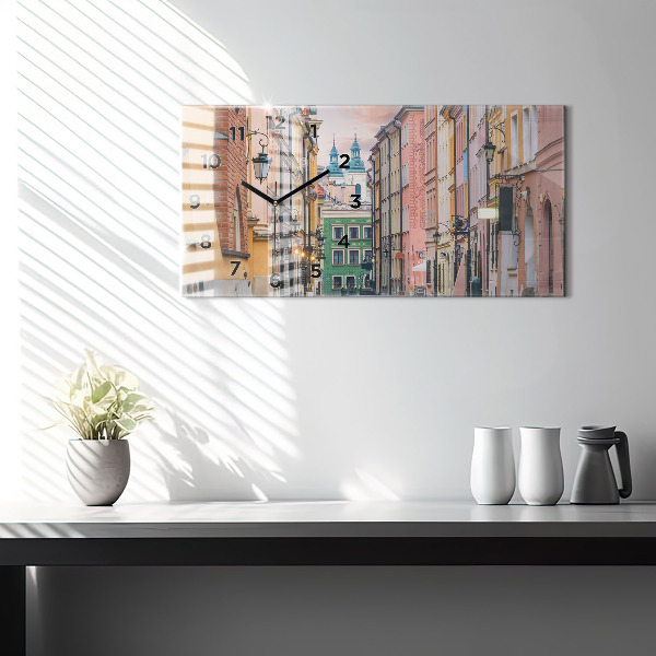 Horizontální skleněné hodiny na stěnu Staré město ve Varšavě