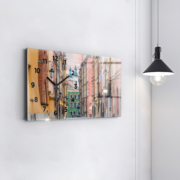 Horizontální skleněné hodiny na stěnu Staré město ve Varšavě