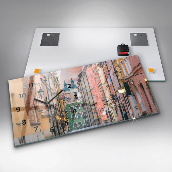 Horizontální skleněné hodiny na stěnu Staré město ve Varšavě