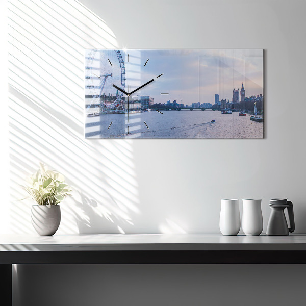 Horizontální skleněné hodiny na stěnu Panorama London Eye