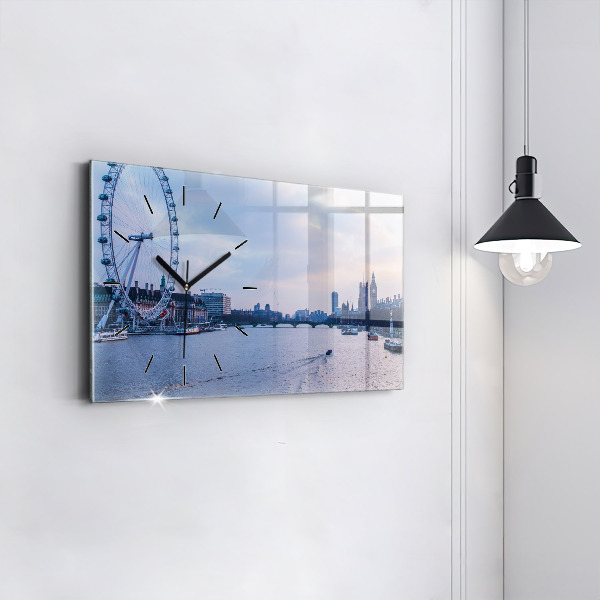 Horizontální skleněné hodiny na stěnu Panorama London Eye