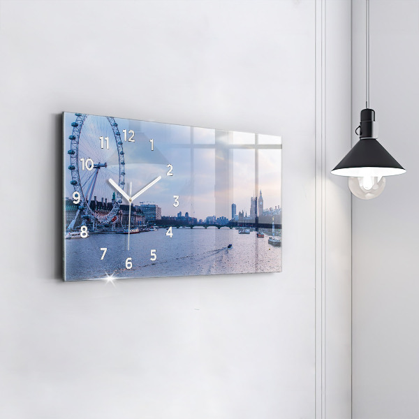 Horizontální skleněné hodiny na stěnu Panorama London Eye