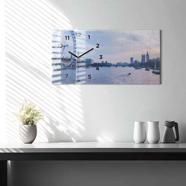 Horizontální skleněné hodiny na stěnu Panorama London Eye
