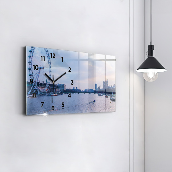 Horizontální skleněné hodiny na stěnu Panorama London Eye