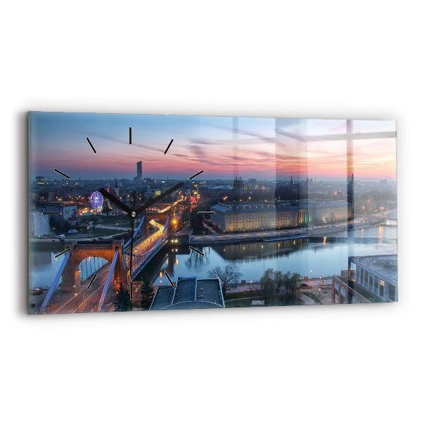 Horizontální hodiny na skle Vratislav z dronu