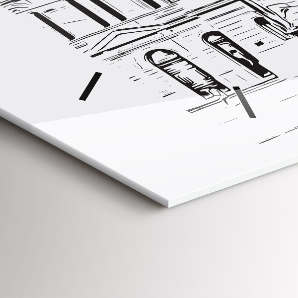 Horizontální skleněné hodiny na stěnu Ilustrace města Poznaně