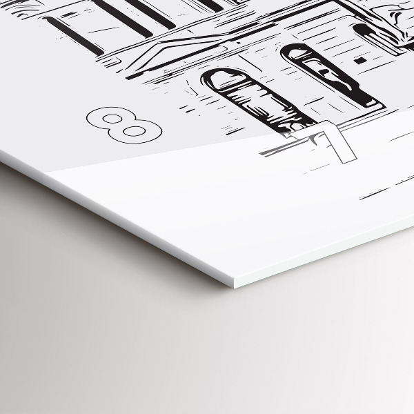 Horizontální skleněné hodiny na stěnu Ilustrace města Poznaně