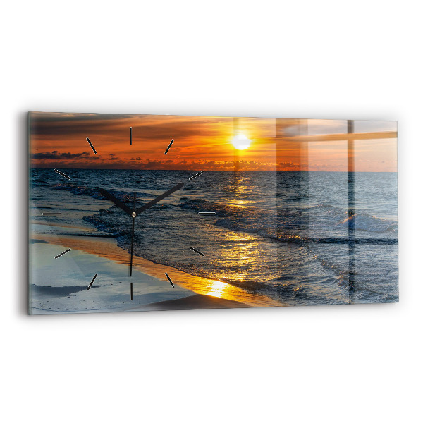 Horizontální skleněné hodiny na stěnu Władysławowo Baltské moře