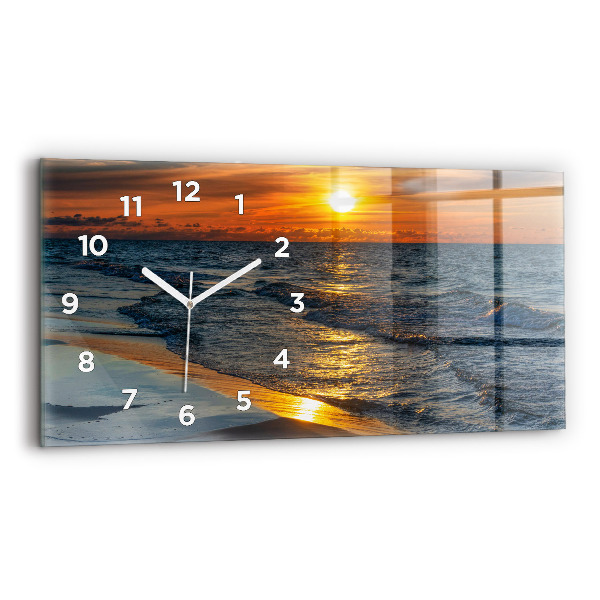 Horizontální skleněné hodiny na stěnu Władysławowo Baltské moře
