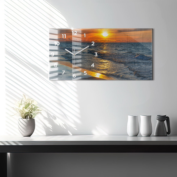Horizontální skleněné hodiny na stěnu Władysławowo Baltské moře