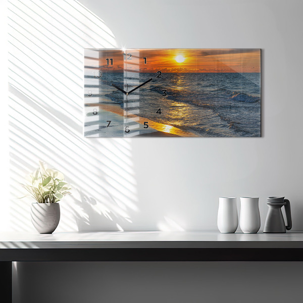 Horizontální skleněné hodiny na stěnu Władysławowo Baltské moře