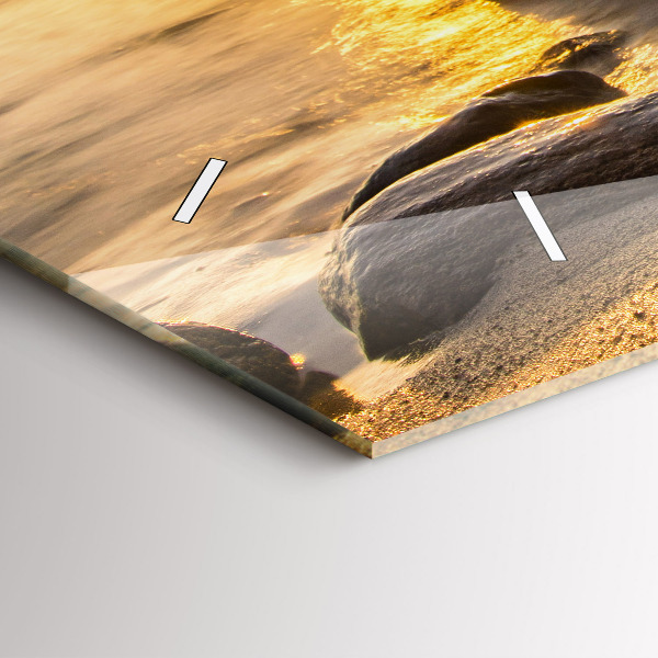 Horizontální skleněné hodiny na stěnu Východ slunce v Baltském moři