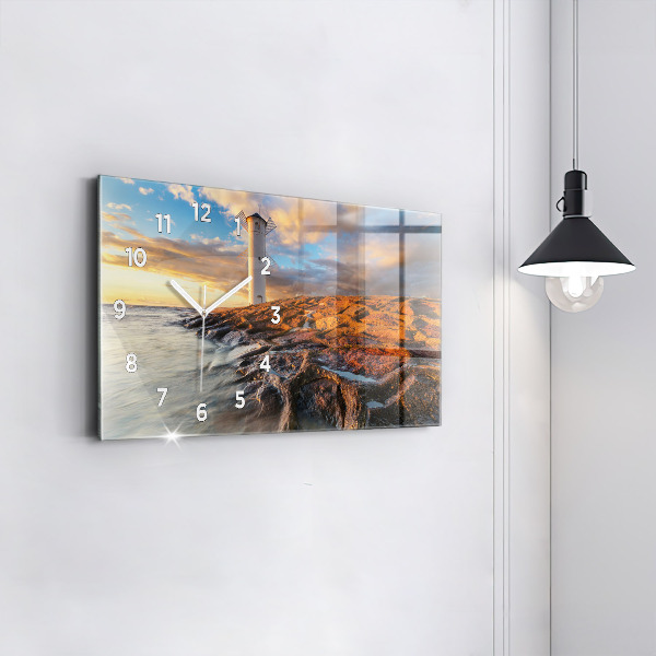 Horizontální hodiny na skle Maják a Baltské moře