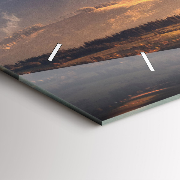 Horizontální skleněné hodiny na stěnu Tatry v zimním panoramatu