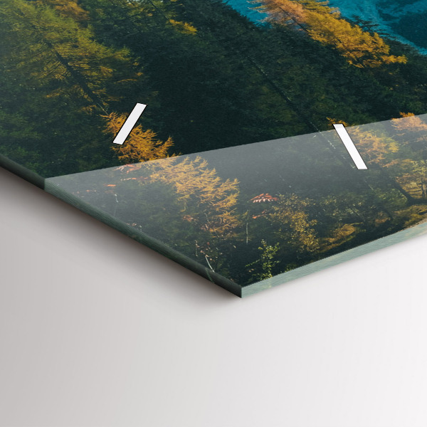 Horizontální skleněné hodiny na stěnu Hory a řeka v Polsku