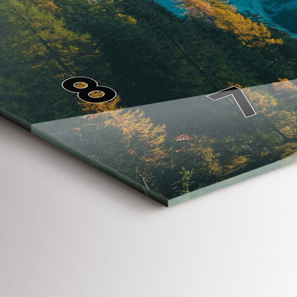 Horizontální skleněné hodiny na stěnu Hory a řeka v Polsku