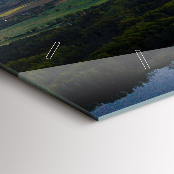 Horizontální skleněné hodiny na stěnu Pohled na jezero z ptačí perspektivy