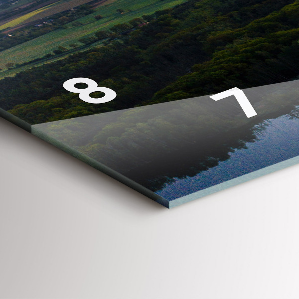 Horizontální skleněné hodiny na stěnu Pohled na jezero z ptačí perspektivy