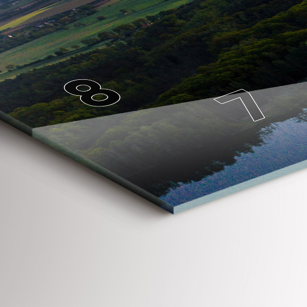 Horizontální skleněné hodiny na stěnu Pohled na jezero z ptačí perspektivy