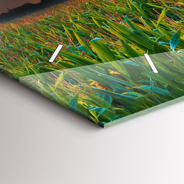 Horizontální skleněné hodiny na stěnu Slunečnice na louce