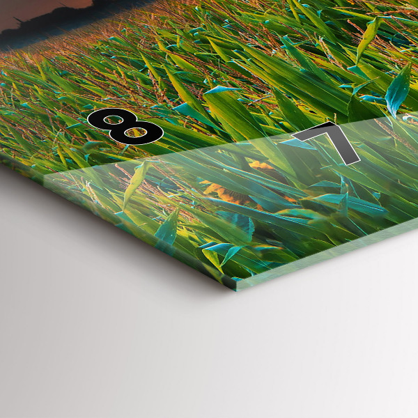 Horizontální skleněné hodiny na stěnu Slunečnice na louce