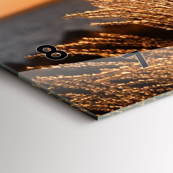 Horizontální skleněné hodiny na stěnu Pšenice ve zlaté hodině