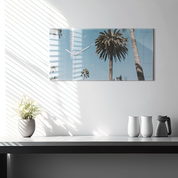 Horizontální skleněné hodiny na stěnu Palmy v Los Angeles