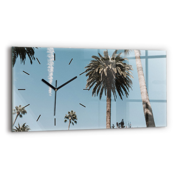 Horizontální skleněné hodiny na stěnu Palmy v Los Angeles