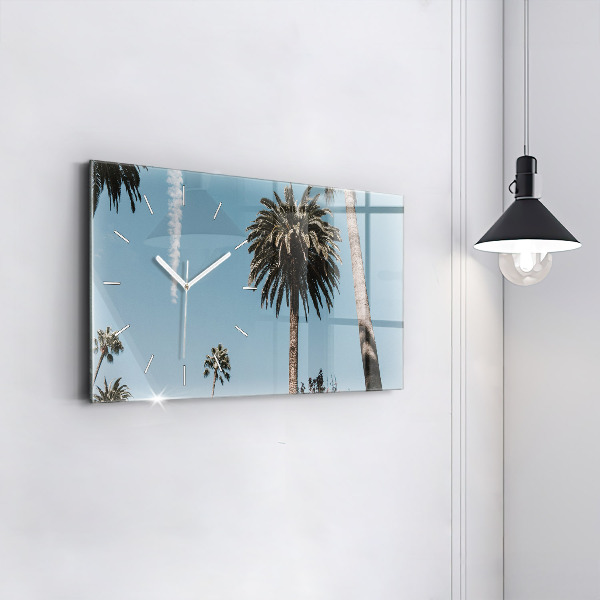 Horizontální skleněné hodiny na stěnu Palmy v Los Angeles