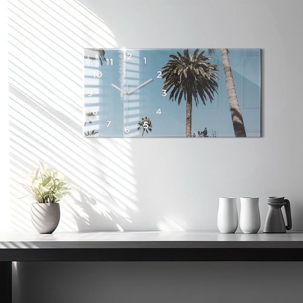 Horizontální skleněné hodiny na stěnu Palmy v Los Angeles