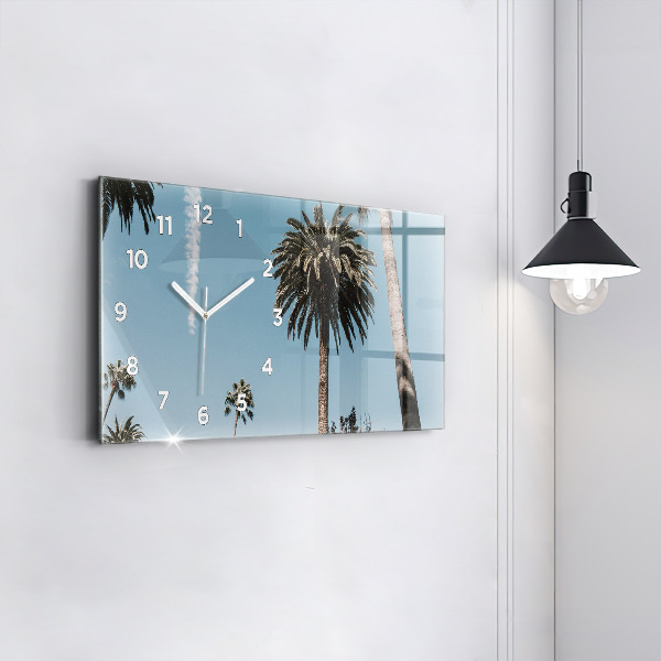 Horizontální skleněné hodiny na stěnu Palmy v Los Angeles