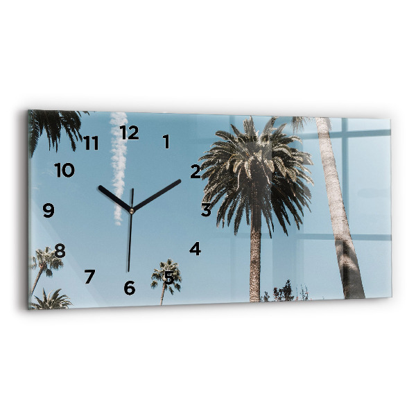 Horizontální skleněné hodiny na stěnu Palmy v Los Angeles