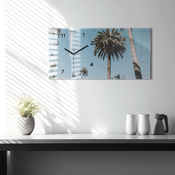 Horizontální skleněné hodiny na stěnu Palmy v Los Angeles