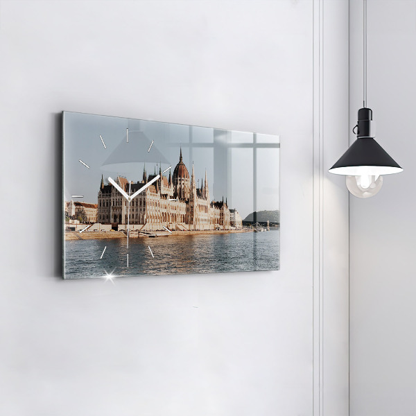 Horizontální skleněné hodiny na stěnu Parlament v Budapešti