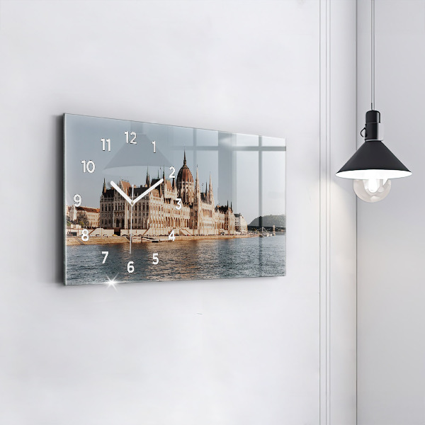 Horizontální skleněné hodiny na stěnu Parlament v Budapešti